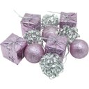 Ver imagem 1 de Kit 22 Peças Tubo Natalino Árvore de Natal Rosa e Prata 4cm