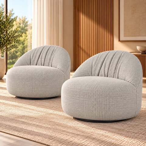 Kit 2 Poltronas Orgânicas Giratórias com Retorno Estofadas Design Moderno Luna Espresso Móveis