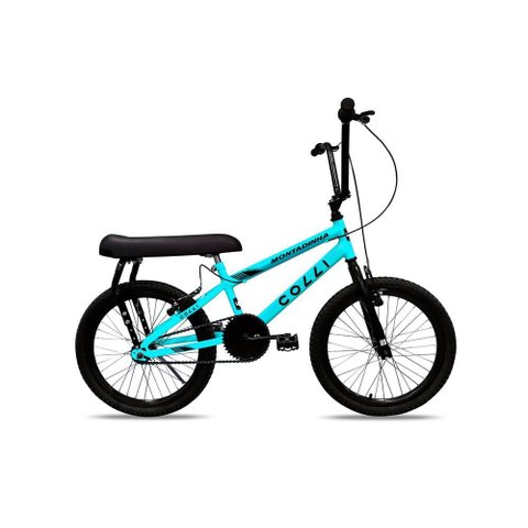 Bicicleta Colli Montadinha Aro 20 Selim Mobik Bagageiro Cor Amarelo Neon Tamanho do Quadro 12 Azul C