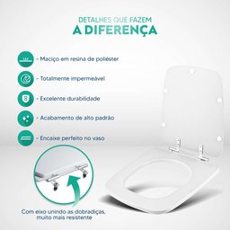 Tampa de Vaso Poliéster Suite Branco para bacia Incepa 1.6gpf 6lpf - 3