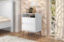 Ver imagem 2 de Mesa de Cabeceira Estilo Retrô Pés Palito 2 Gavetas Lotus - Branco - Comprar Móveis em Casa