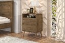 Ver imagem 1 de Mesa de Cabeceira Estilo Retrô Pés Palito 2 gavetas Lotus - Jequitiba - Comprar Moveis Em Casa
