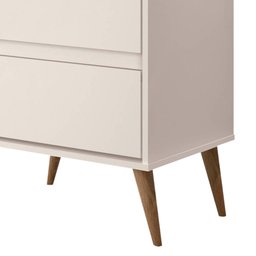 Mesa de Cabeceira Estilo Retrô Pés Palito 2 Gavetas Lotus - Off White - Comprar Moveis em Casa - 3