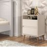 Mesa de Cabeceira Estilo Retrô Pés Palito 2 Gavetas Lotus - Off White - Comprar Moveis em Casa - 1