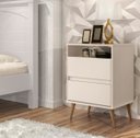 Ver imagem 1 de Mesa de Cabeceira Estilo Retrô Pés Palito 2 Gavetas Lotus - Off White - Comprar Moveis em Casa