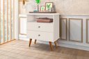 Ver imagem 1 de Mesa de cabeceira retrô pés palito STATUS - 2 Gavetas cor Off White - Comprar Moveis Em Casa