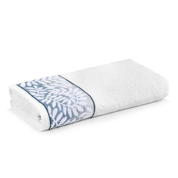 Toalha de Banho Karsten Fio Cardado Marsele Branco/Azul - 1