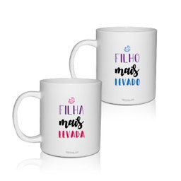 Kit 2 Canecas Brancas Dia das Crianças Filhos Levados - 1
