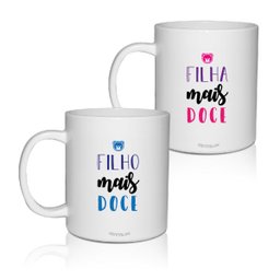 Kit 2 Canecas Brancas Dia das Crianças Filhos Doces - 1