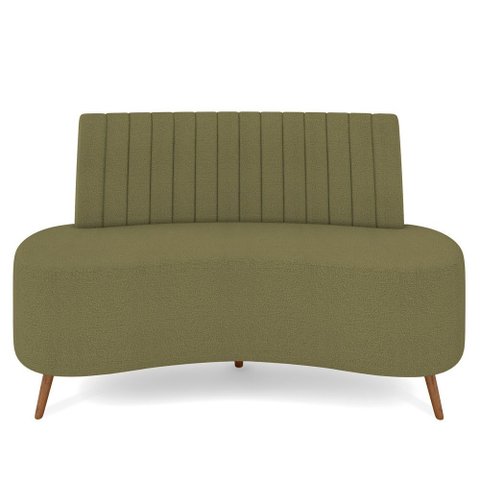 Sofá Chaise 2 Lugares Sala Living 135cm Pés Industrial Cayman K01 Bouclê Verde - Lyam Decor