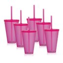 Ver imagem 1 de Kit 6 Copos com Tampa e Canudo Rosa Acrílico Ps Krystalon