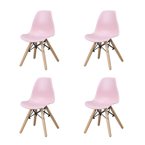 Kit 4 Cadeiras Eames Eiffel Infantil Rosa Espaço Kids Quarto Brinquedoteca - La Mobilia