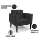 Ver imagem 3 de Sofá Namoradeira e Poltrona Base de Madeira Preto Elisa Corino Preto D03 - D'Rossi