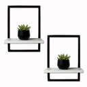 Ver imagem 1 de Kit 2 Prateleira Quadro Retangular Vertical 40x28 com Base Branca