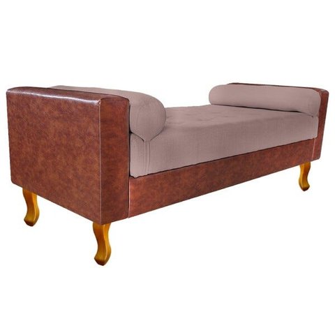 Recamier Félix Solteiro 160cm Corano Terracota e Linho Rosê - Adj Decor