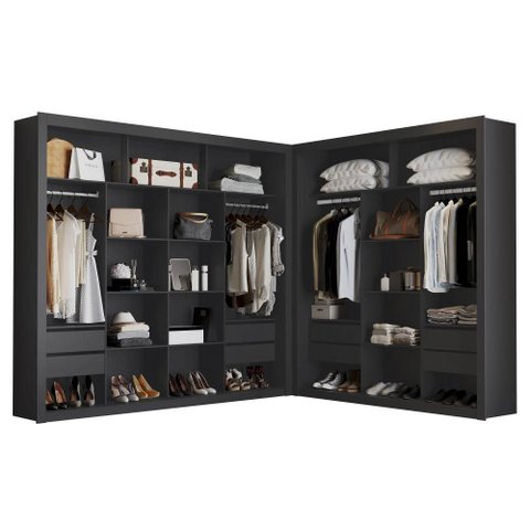 Closet Modulado 8 Gavetas MDF Preto Tx Amoudi Móveis