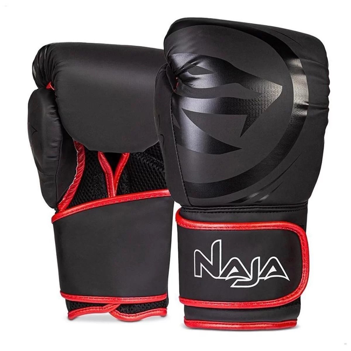 Kit Luva de Boxe Muay Thai - Naja Black Preto/vermelho + Bandagem+bucal:16/preto/vermelho - 9