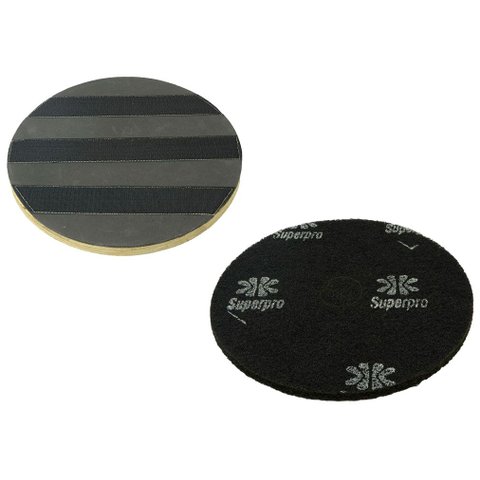 Conjunto Suporte para disco de limpeza com velcro COM flange CLEANER 300 mm + Disco Removedor Preto 