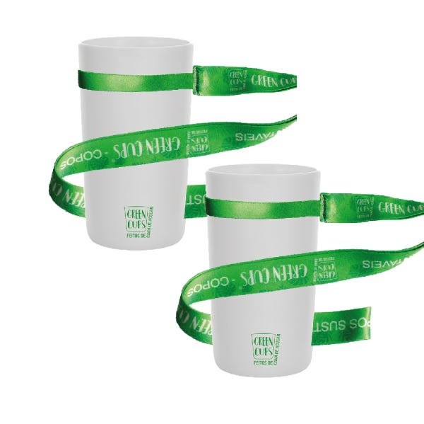 2 Copos Eco Branco com Cordão Green Cups 280 ml