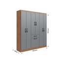 Ver imagem 3 de Roupeiro 6 Portas 181cm x 159,5cm x 40cm Laguna Laranja/Freijó/Cinza