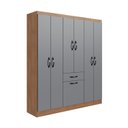 Ver imagem 2 de Roupeiro 6 Portas 181cm x 159,5cm x 40cm Laguna Laranja/Freijó/Cinza