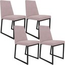 Ver imagem 1 de Kit 04 Cadeiras Para Sala De Jantar Base Aço Industrial Preto Dafne L02 Suede Rosê - Lyam Decor