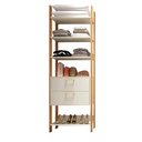 Ver imagem 1 de Estante Closet Organizador de Roupas - 5 Prateleiras Cor:off White com Freijó