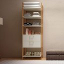 Ver imagem 2 de Estante Closet Organizador de Roupas - 5 Prateleiras Cor:off White com Freijó