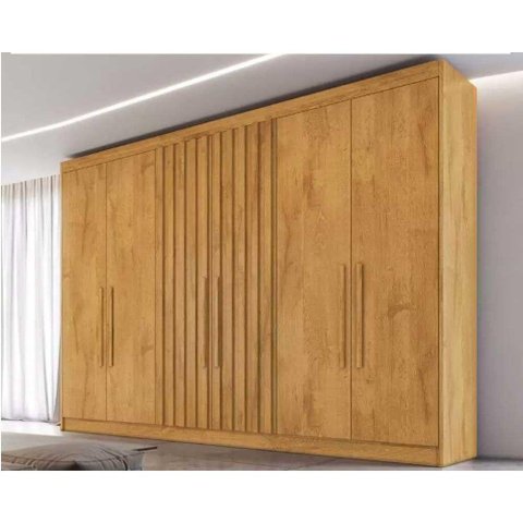 Guarda Roupa Casal Potente 6 Portas c/ 4 Ripados e 6 Gavetas Peroba - Europa