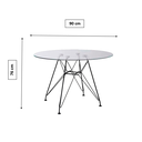 Ver imagem 2 de Mesa Eames Ferro Preto Tampo Redondo Vidro 90cm