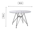 Ver imagem 2 de Mesa Eames Ferro Preto Tampo Redondo Vidro 90cm