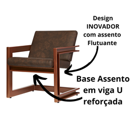 Poltrona Cadeira Detroit Couríssimo Facto Telha Estrutura Bronze - 7