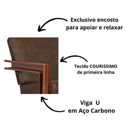 Poltrona Cadeira Detroit Couríssimo Facto Telha Estrutura Bronze - 4