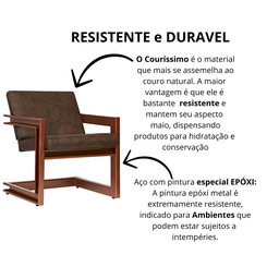 Poltrona Cadeira Detroit Couríssimo Facto Telha Estrutura Bronze - 3