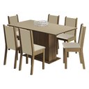 Ver imagem 2 de Conjunto Sala de Jantar Madesa Ohana Mesa Tampo de Madeira com 6 Cadeiras Rustic/Crema/Pérola Cor:Ru