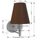 Ver imagem 2 de Arandela Cone Md-2013 Cinza C- Inter Liga e Desl Cúpula em Tecido Café - Bivolt
