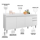 Ver imagem 5 de Balcão Gabinete para Cozinha com Tampo 180cm Moss M05 Branco - Inoviza