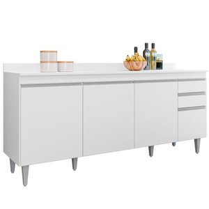 Balcão Gabinete para Cozinha com Tampo 180cm Moss M05 Branco - Inoviza