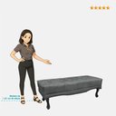 Ver imagem 4 de Calçadeira Recamier Casal Queen 160cm Alba Suede Bege