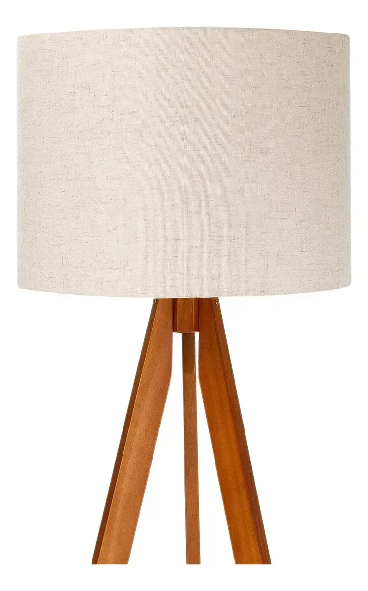 Abajur de Chão com Tripé Moderno e Cúpula de Linho Off-white - 2