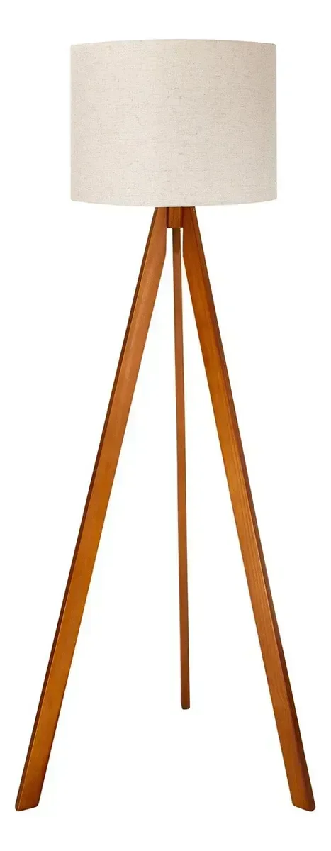 Abajur de Chão com Tripé Moderno e Cúpula de Linho Off-white - 3