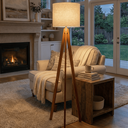 Ver imagem 4 de Abajur de Chão com Tripé Moderno e Cúpula de Linho Off-white