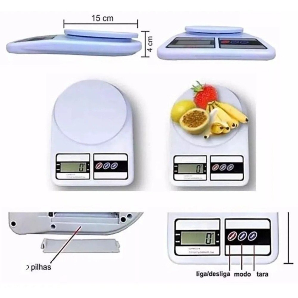 Balança Digital de Precisão para Cozinha - Até 10kg - 3