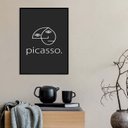 Ver imagem 2 de Quadro Minimalista Fundo Preto Picasso 45x34cm - com Vidro:madeira Branca