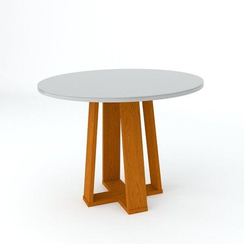 Mesa de Jantar Redonda 4 Lugares Isabela Ype OffWhite MDF 100x100 - New Ceval