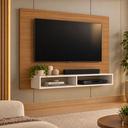 Ver imagem 1 de Painel Suspenso para TV até 49 Polegadas com 2 Nichos Marrom/Off White - Nótavel Móveis
