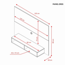 Ver imagem 5 de Painel Suspenso para TV até 49 Polegadas com 2 Nichos Marrom/Off White - Nótavel Móveis