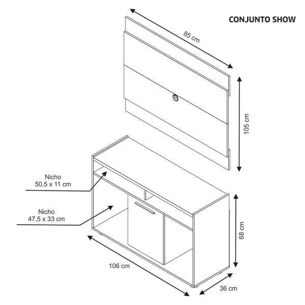 Conjunto Rack com Painel Notável Show para Tv até 43 Polegadas - 3