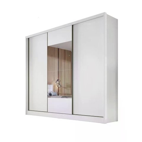 Guarda Roupa Arezzo 3 Portas 8 Gavetas 1 Espelho Cor:Branco