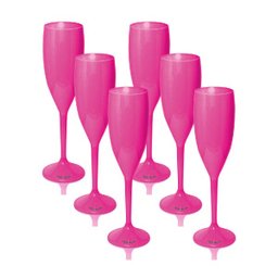 Kit 8 Taças Champagne 170ml Rosa Acrílico - 1